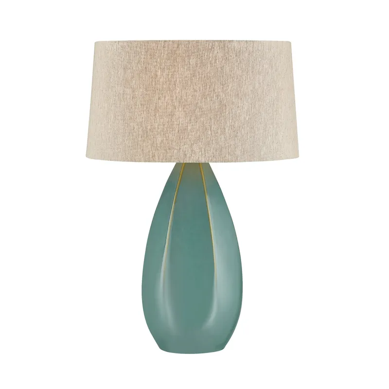 Colwyn 1-Light Table Lamp in Aged Brass 20W x 29.5H (Ceramic Celadon Wash) — Foundry Lighting LED General Lighting 20.0W 