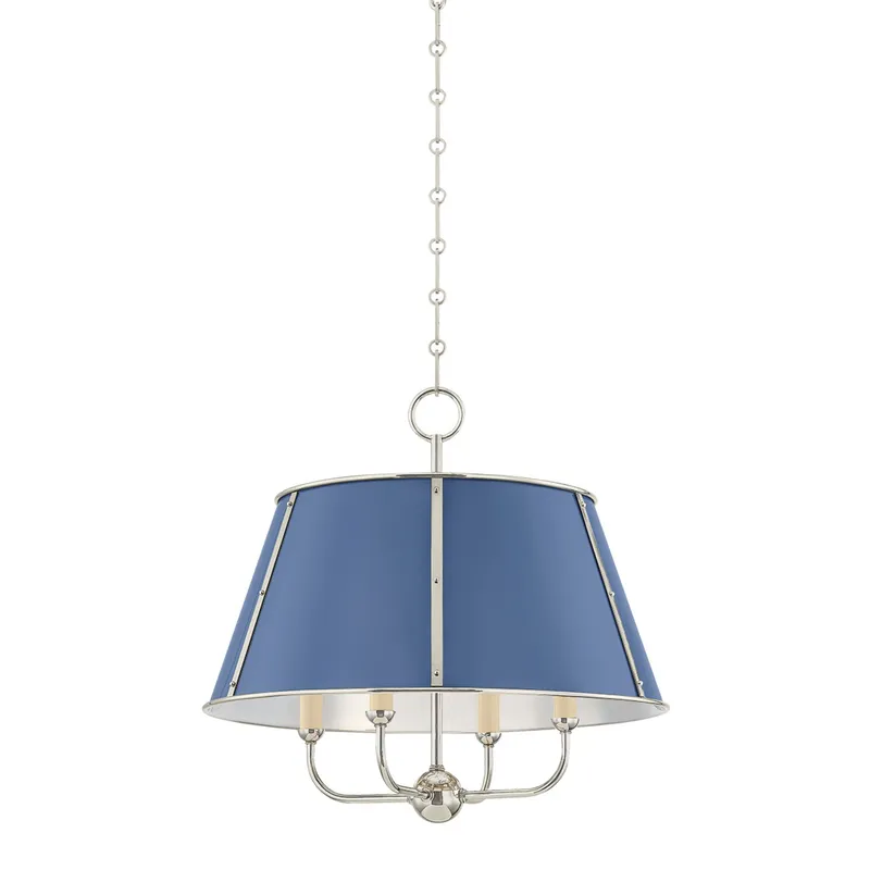 Cambridge 4-Light Chandelier in Polished Nickel by Mark D. Sikes 20.25W x 19.5H — Foundry Lighting LED Pendant Lights 25.0W 