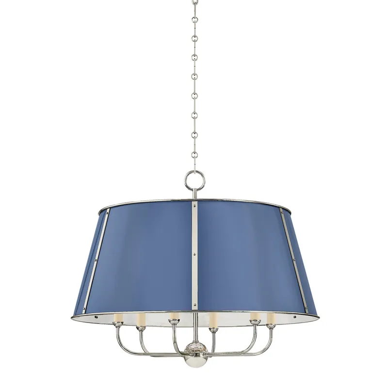Cambridge 6-Light Chandelier in Polished Nickel by Mark D. Sikes 28.5W x 23H — Foundry Lighting LED Pendant Lights 28.5W 