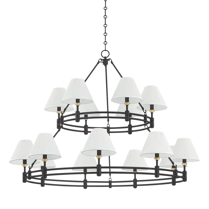 Howard 15-Light Chandelier in Aged Brass by Mark D. Sikes 50W x 35.75H (MDS1802-AGB/DB) — Foundry Lighting LED Pendant Lights 50.0W 