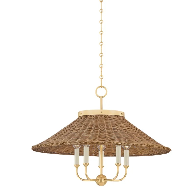 Kensington 5-Light Chandelier in Aged Brass by Mark D. Sikes 27.5W x 20.25H — Foundry Lighting LED Pendant Lights 27.5W 