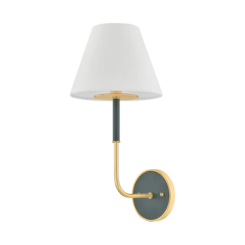 Wedgewood 1-Light Wall Sconce in Aged Brass by Mark D. Sikes 8W x 17H (Soft Studio Green) — Foundry Lighting LED Wall Lights 8.0W 