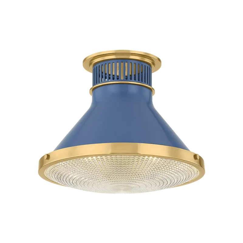 Highclere 1-Light Flush Mount in Aged Brass by Mark D. Sikes 12.75W x 9.75H (MDS2402-AGB/FBL) — Foundry Lighting LED Ceiling Lights 75.0W 
