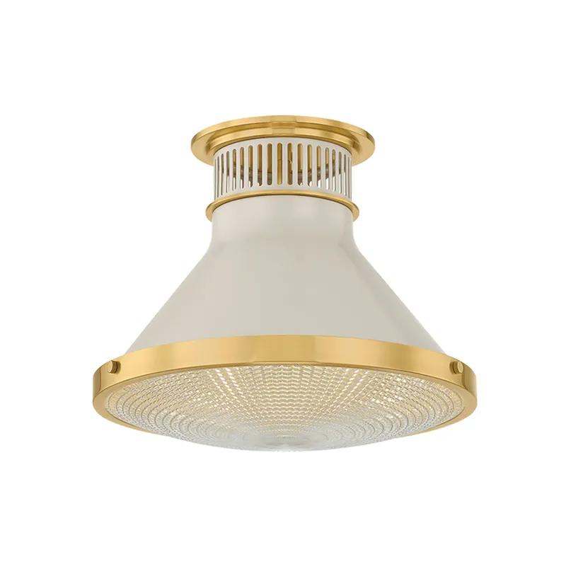 Highclere 1-Light Flush Mount in Aged Brass by Mark D. Sikes 12.75W x 9.75H (MDS2402-AGB/OW) — Foundry Lighting LED Ceiling Lights 75.0W 