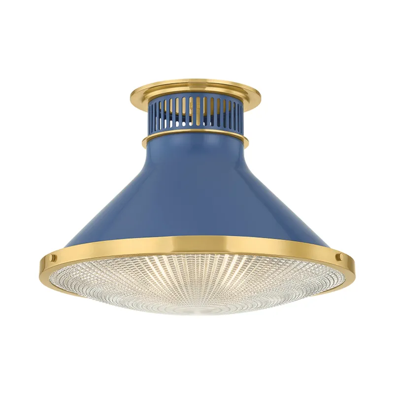 Highclere 1-Light Flush Mount in Aged Brass by Mark D. Sikes 17.75W x 12.25H (MDS2403-AGB/FBL) — Foundry Lighting LED Ceiling Lights 75.0W 