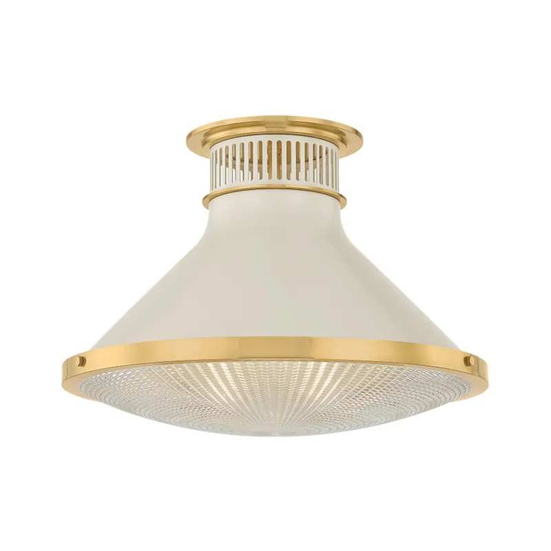 Highclere 1-Light Flush Mount in Aged Brass by Mark D. Sikes 17.75W x 12.25H (MDS2403-AGB/OW) — Foundry Lighting LED Ceiling Lights 75.0W 