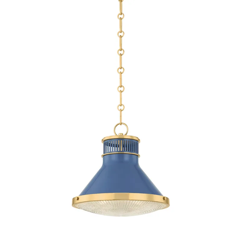 Highclere 1-Light Pendant in Aged Brass by Mark D. Sikes 12.75W x 12H (MDS2404-AGB/FBL) — Foundry Lighting LED Pendant Lights 75.0W 