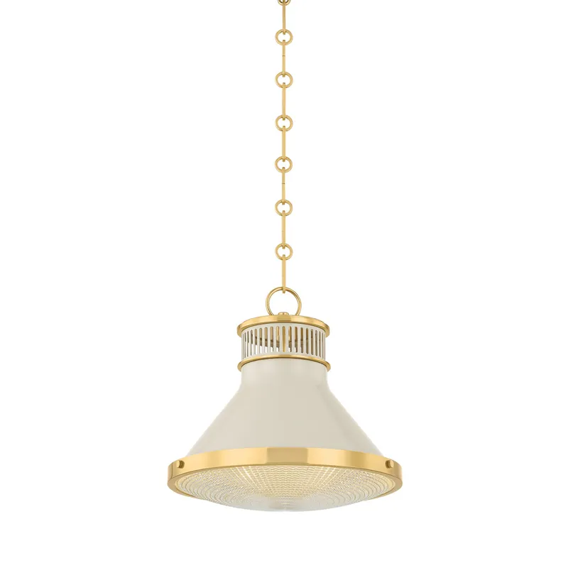 Highclere 1-Light Pendant in Aged Brass by Mark D. Sikes 12.75W x 12H (MDS2404-AGB/OW) — Foundry Lighting LED Pendant Lights 75.0W 