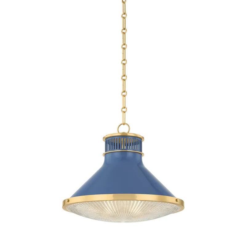 Highclere 1-Light Pendant in Aged Brass by Mark D. Sikes 17.75W x 14.5H (MDS2405-AGB/FBL) — Foundry Lighting LED Pendant Lights 75.0W 