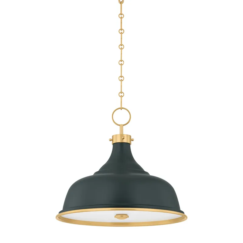 Painted No. 1 3-Light Pendant in Aged Brass by Mark D. Sikes 18.25W x 16H — Foundry Lighting LED Pendant Lights 25.0W 