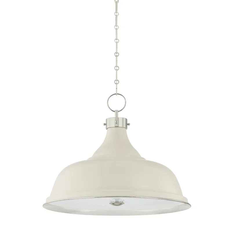 Painted No. 1 4-Light Pendant in Polished Nickel by Mark D. Sikes 23.5W x 18.75H (Off-White) — Foundry Lighting LED Pendant Lights 23.5W 