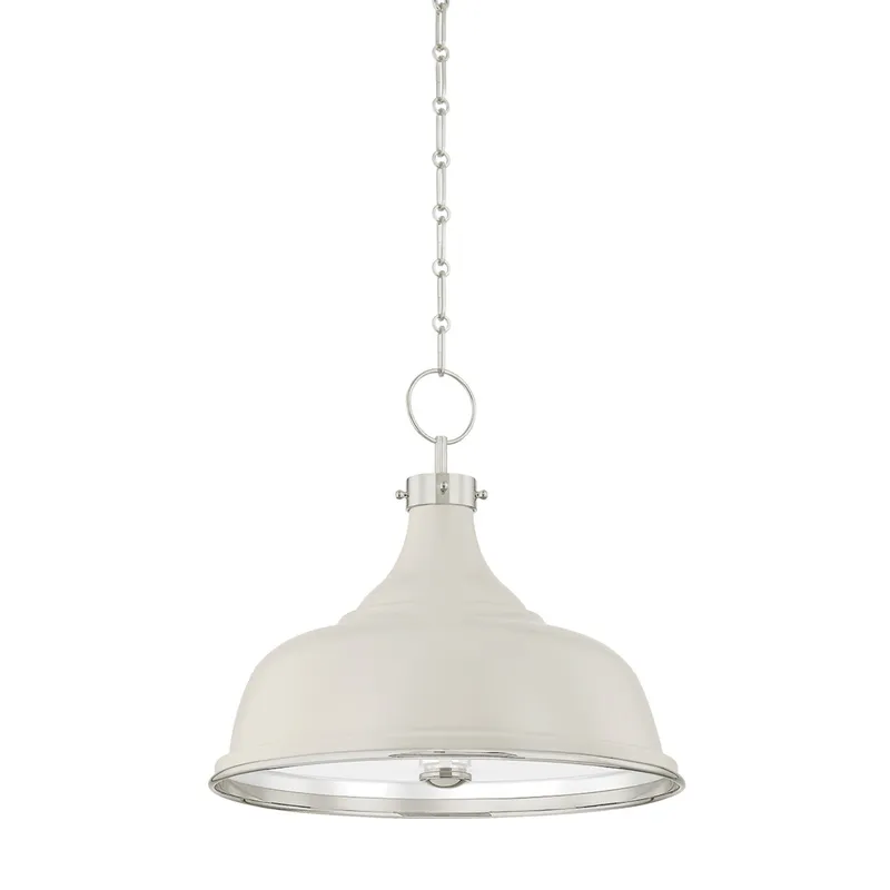 Painted No. 1 3-Light Pendant in Polished Nickel by Mark D. Sikes 18.25W x 16H (Off-White) — Foundry Lighting LED Pendant Lights 25.0W 