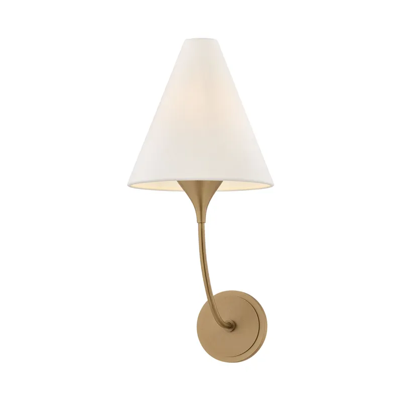 Evermore 1-Light Wall Sconce in Patina Brass by Lauren Liess 9W x 20.25H — Foundry Lighting LED Wall Lights 9.0W 