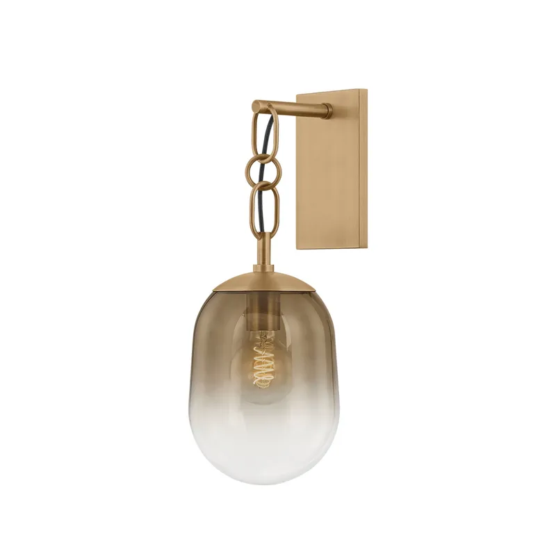 Harvey 1-Light Wall Sconce in Patina Brass 7W x 18.5H — Foundry Lighting LED Wall Lights 7.0W 