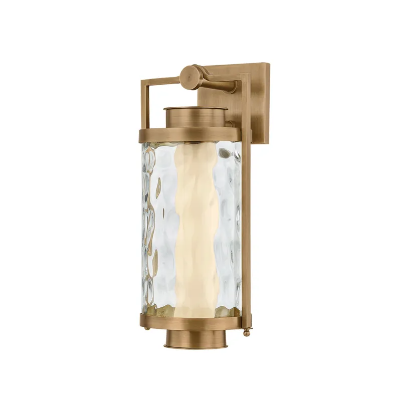 Haddock 1-Light Exterior Wall Sconce in Patina Brass 7.75W x 17H — Foundry Lighting LED Wall Lights 75.0W 