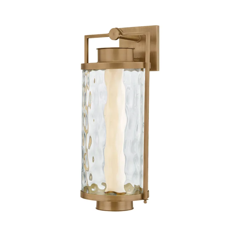 Haddock 1-Light Exterior Wall Sconce in Patina Brass 9.5W x 22.5H — Foundry Lighting LED Wall Lights 9.5W 