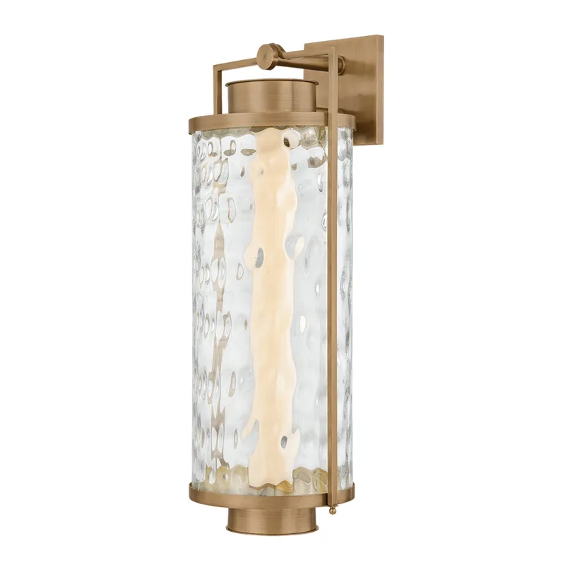 Haddock 1-Light Exterior Wall Sconce in Patina Brass 10.5W x 28H — Foundry Lighting LED Wall Lights 10.5W 