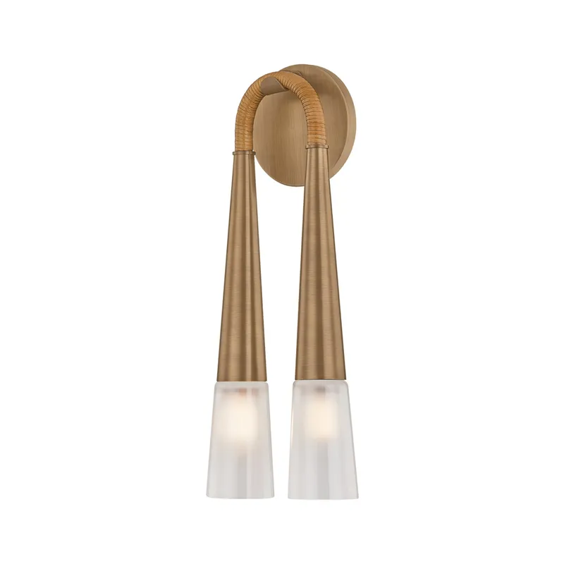 Hawke 2-Light Wall Sconce in Patina Brass 6W x 16.25H — Foundry Lighting LED Wall Lights 6.0W 