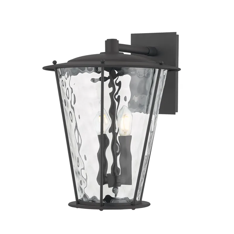 Jantzen 2-Light Exterior Wall Sconce in Texture Black 12.5W x 16.5H — Foundry Lighting LED Wall Lights 12.5W 