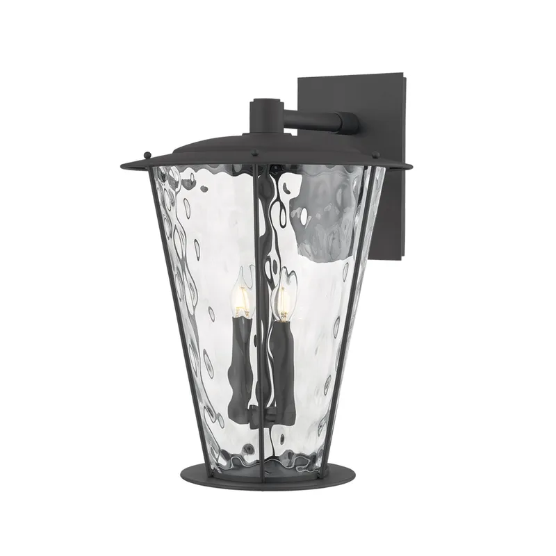 Jantzen 2-Light Exterior Wall Sconce in Texture Black 15W x 21.5H — Foundry Lighting LED Wall Lights 15.0W 
