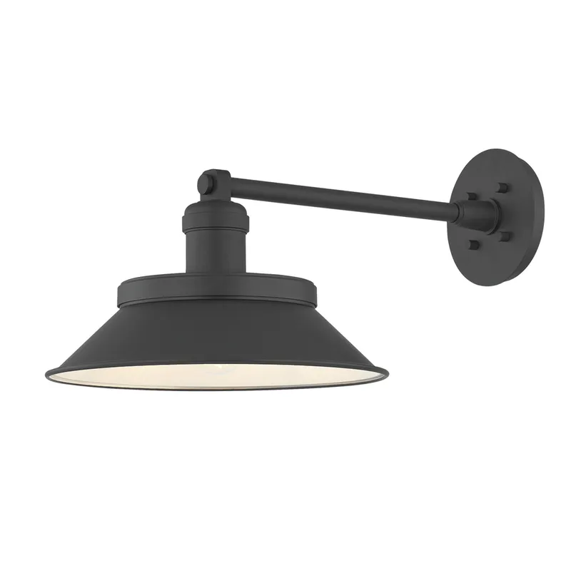 Kaspars 1-Light Exterior Wall Sconce in Texture Black 12.5W x 9.75H — Foundry Lighting LED Wall Lights 12.5W 