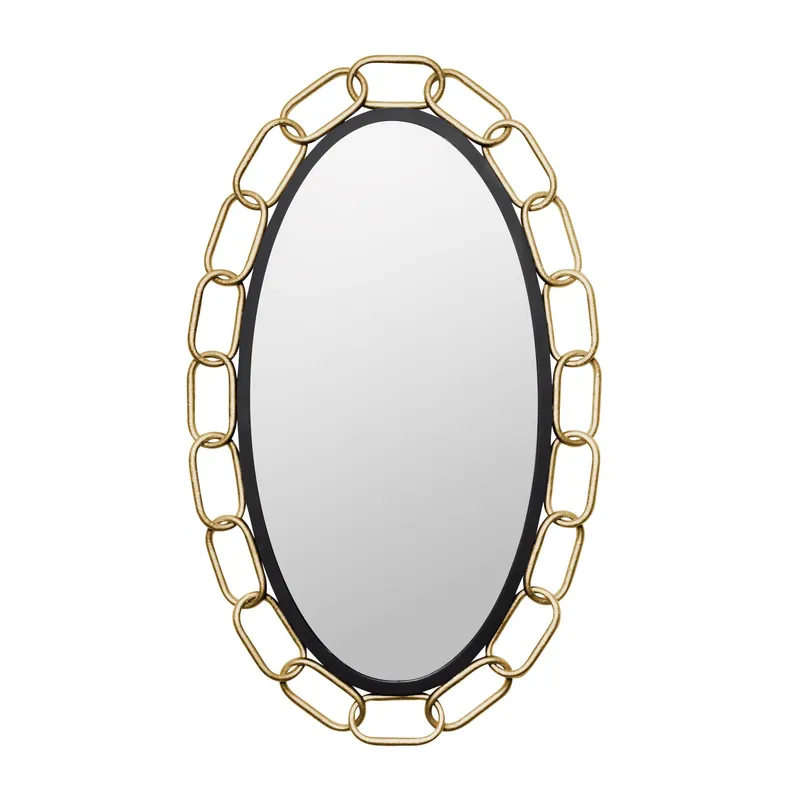 Chains of Love 24x40 Oval Wall Mirror - Matte Black/Textured Gold — Varaluz Lighting LED Wall Lights  