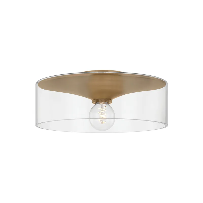 Killian 1-Light Flush Mount in Patina Brass 16W x 6.5H — Foundry Lighting LED Ceiling Lights 16.0W 