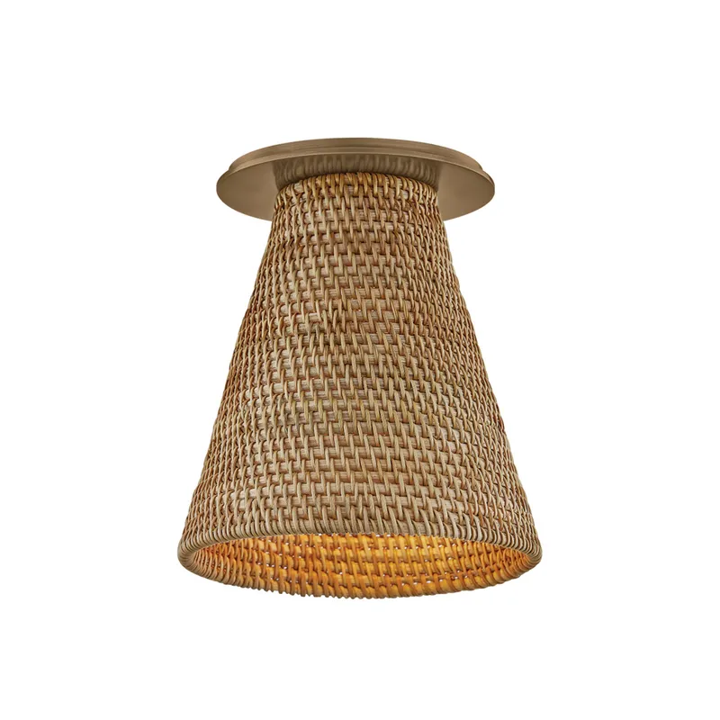 Menifee 1-Light Flush Mount in Patina Brass 6W x 7H — Foundry Lighting LED Ceiling Lights 6.0W 