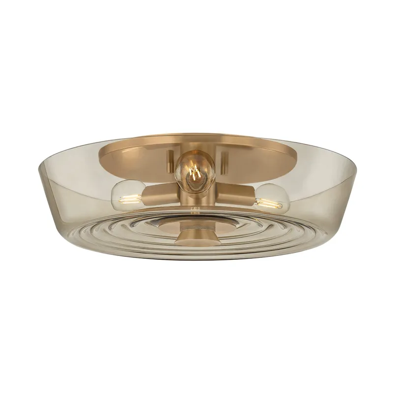 Theodore 3-Light Flush Mount in Patina Brass 16W x 4.5H — Foundry Lighting LED Ceiling Lights 16.0W 