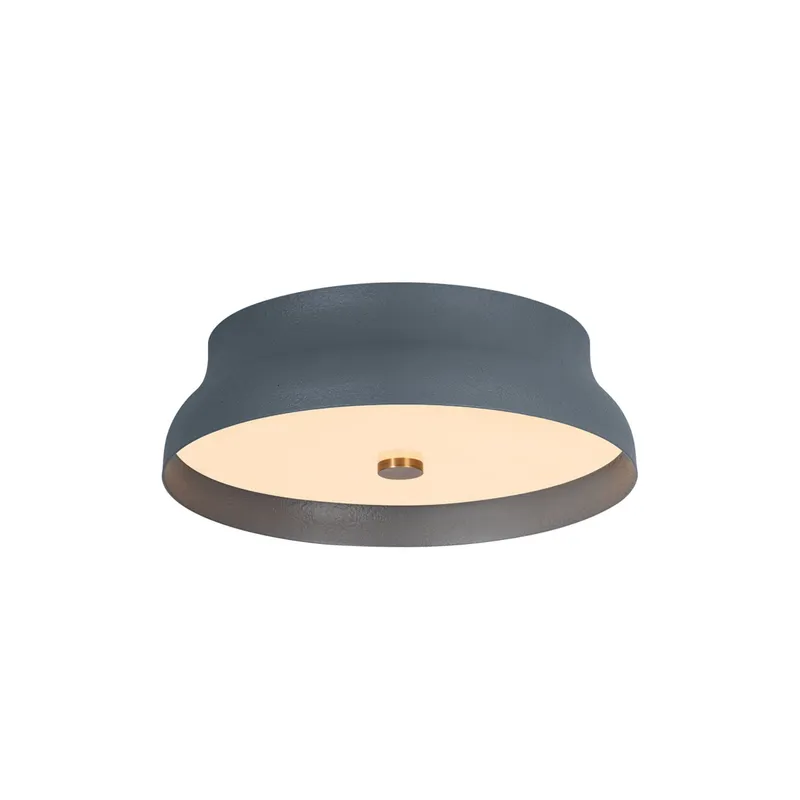 Shore 1-Light Flush Mount in Patina Brass 12W x 3.5H (Slate Gesso) — Foundry Lighting LED Ceiling Lights 12.0W 