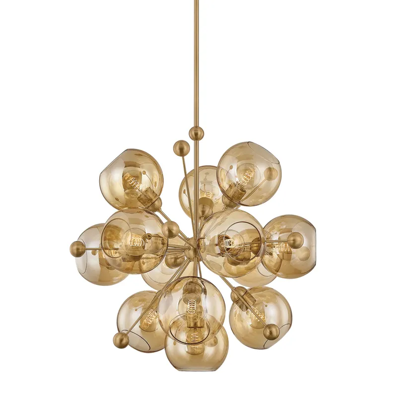 Ellory 13-Light Chandelier in Patina Brass 32W x 31H — Foundry Lighting LED Pendant Lights 32.0W 
