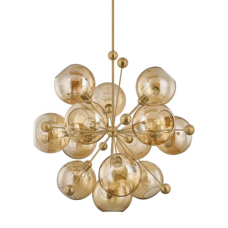Ellory 13-Light Chandelier in Patina Brass 45.75W x 44.25H — Foundry Lighting LED Pendant Lights 75.0W 
