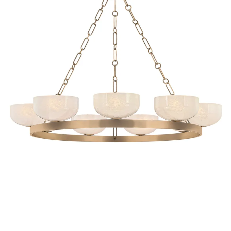 Caelum 9-Light Chandelier in Patina Brass 44.5W x 6H — Foundry Lighting LED Pendant Lights 44.5W 
