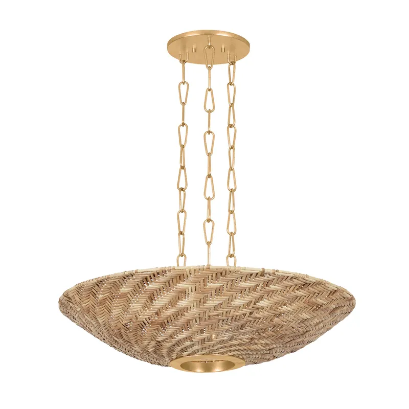 Ollie 3-Light Pendant in Vintage Gold Leaf 28W x 7H — Foundry Lighting LED Pendant Lights 28.0W 