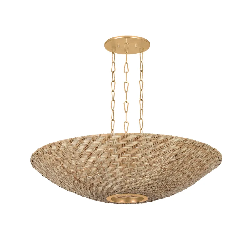 Ollie 6-Light Chandelier in Vintage Gold Leaf 40.25W x 9.25H — Foundry Lighting LED Pendant Lights 25.0W 
