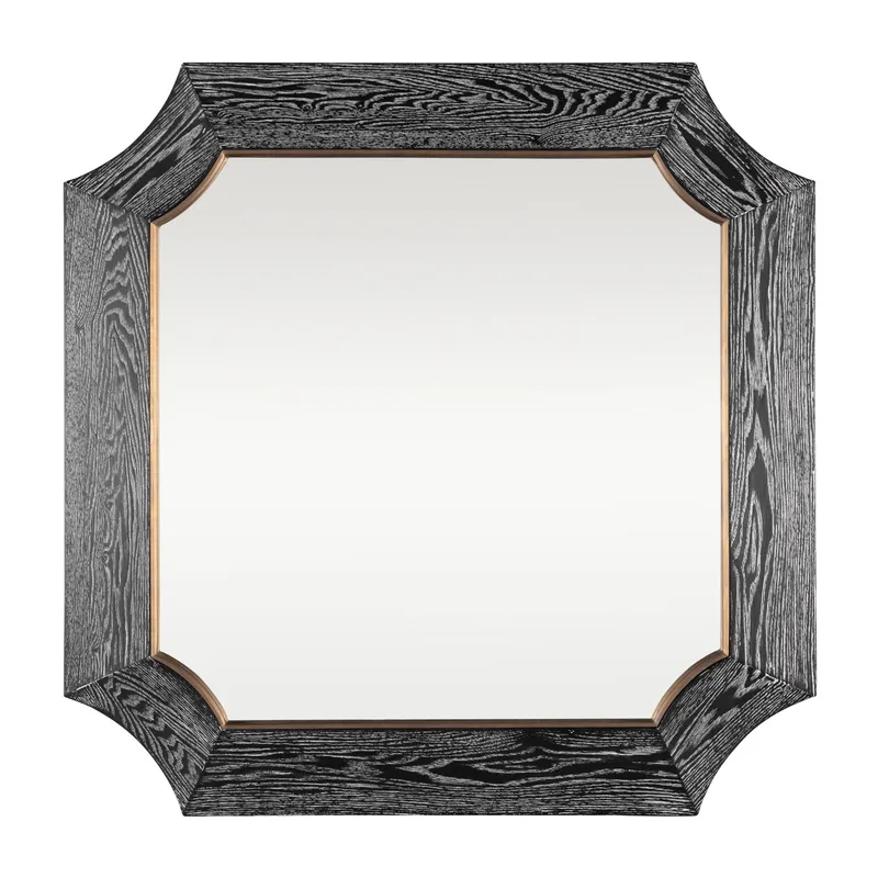 Farra 36x36 Wall Mirror - Cerused Black/Weathered Brass — Varaluz Lighting LED Wall Lights  