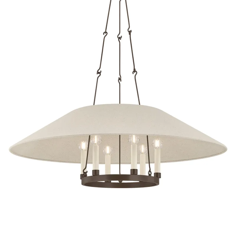 Archive 6-Light Chandelier in Bronze by Lauren Liess 38W x 12.75H — Foundry Lighting LED Pendant Lights 38.0W 
