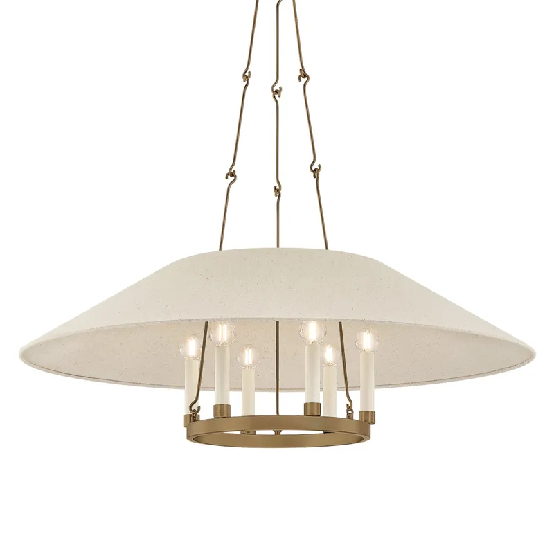 Archive 6-Light Chandelier in Patina Brass by Lauren Liess 38W x 12.75H — Foundry Lighting LED Pendant Lights 38.0W 