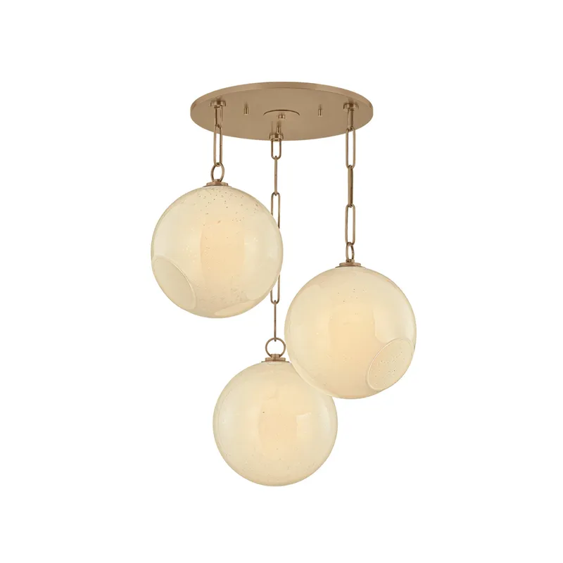 Bramble 3-Light Chandelier in Patina Brass 26W x 14.25H — Foundry Lighting LED Pendant Lights 26.0W 