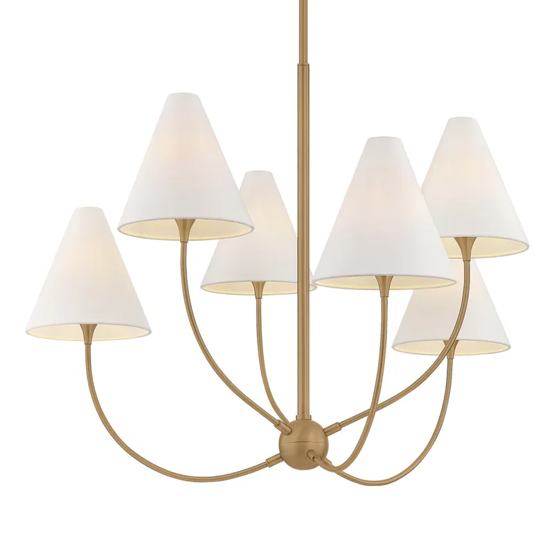 Evermore 6-Light Chandelier in Patina Brass by Lauren Liess 40.5W x 29.75H — Foundry Lighting LED Pendant Lights 40.5W 
