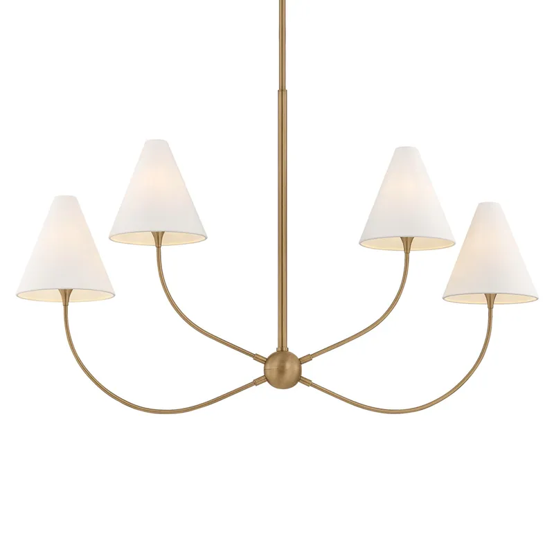 Evermore 4-Light Linear in Patina Brass by Lauren Liess 48L x 9W x 30.25H — Foundry Lighting LED Linear Lights 9.0W 