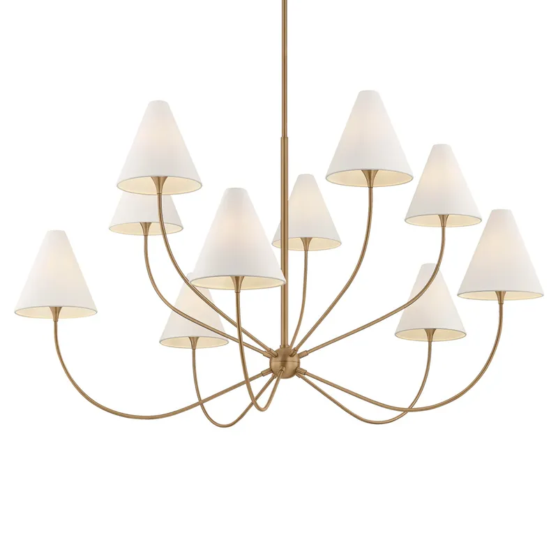 Evermore 10-Light Chandelier in Patina Brass by Lauren Liess 59.75W x 32.75H — Foundry Lighting LED Pendant Lights 75.0W 