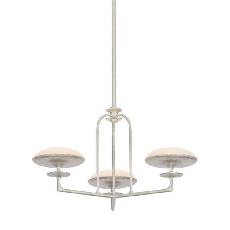 Pacific 3-Light Chandelier in Warm Silver Leaf 27.25W x 14.25H — Foundry Lighting LED Pendant Lights 25.0W 