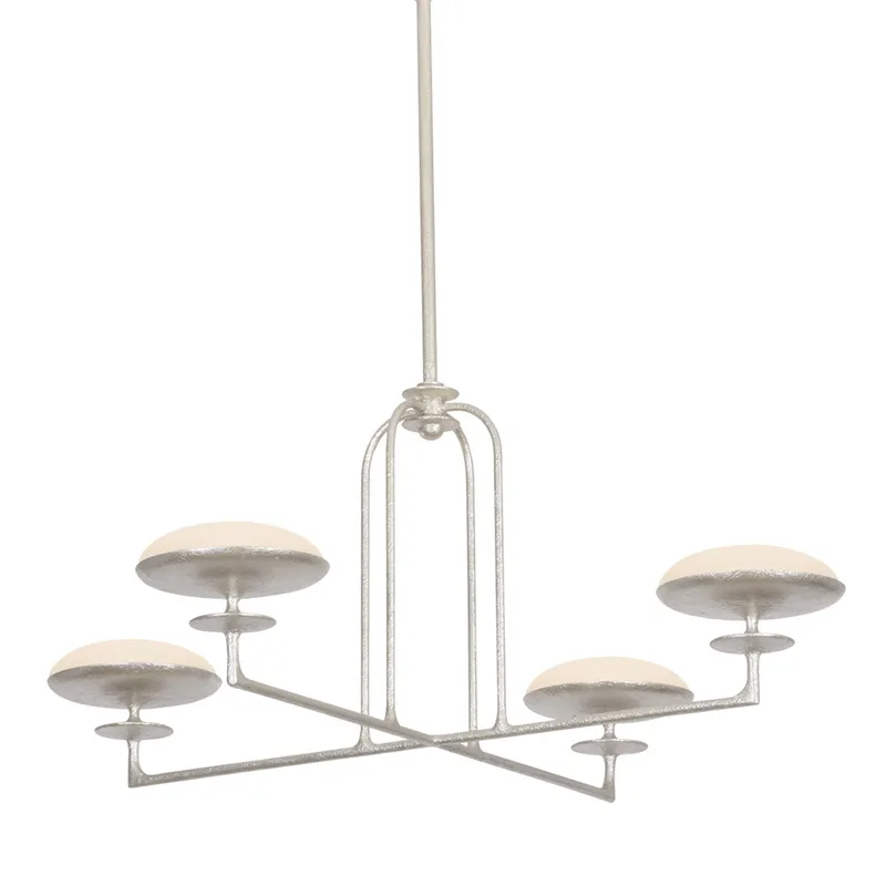 Pacific 4-Light Chandelier in Warm Silver Leaf 39W x 16.25H — Foundry Lighting LED Pendant Lights 39.0W 