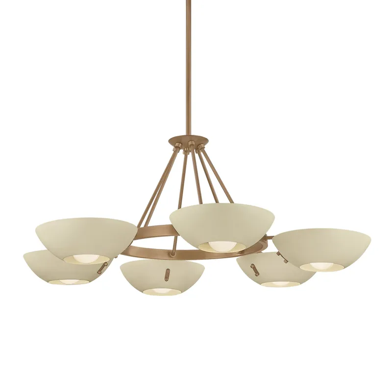 Alturas 6-Light Chandelier in Patina Brass 40.5W x 15.75H — Foundry Lighting LED Pendant Lights 40.5W 