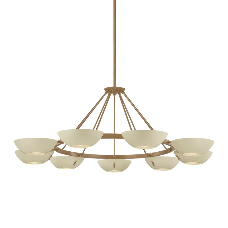 Alturas 9-Light Chandelier in Patina Brass 55W x 20.25H — Foundry Lighting LED Pendant Lights 55.0W 