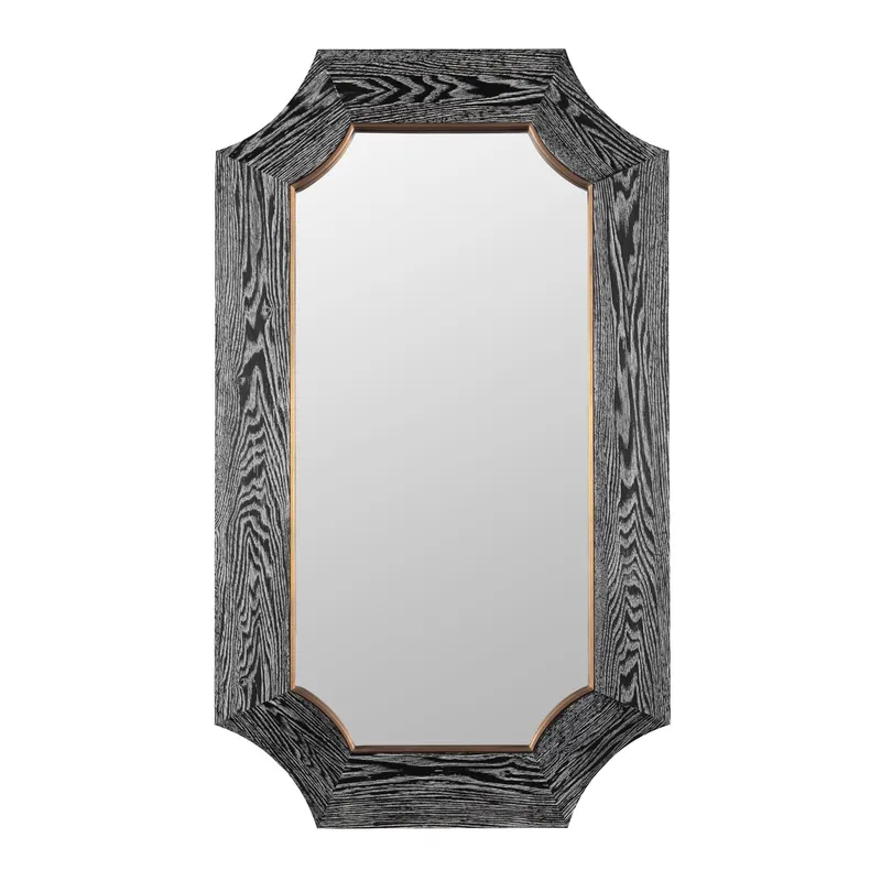 Farra 26x44 Wall Mirror - Cerused Black/Weathered Brass — Varaluz Lighting LED Wall Lights  