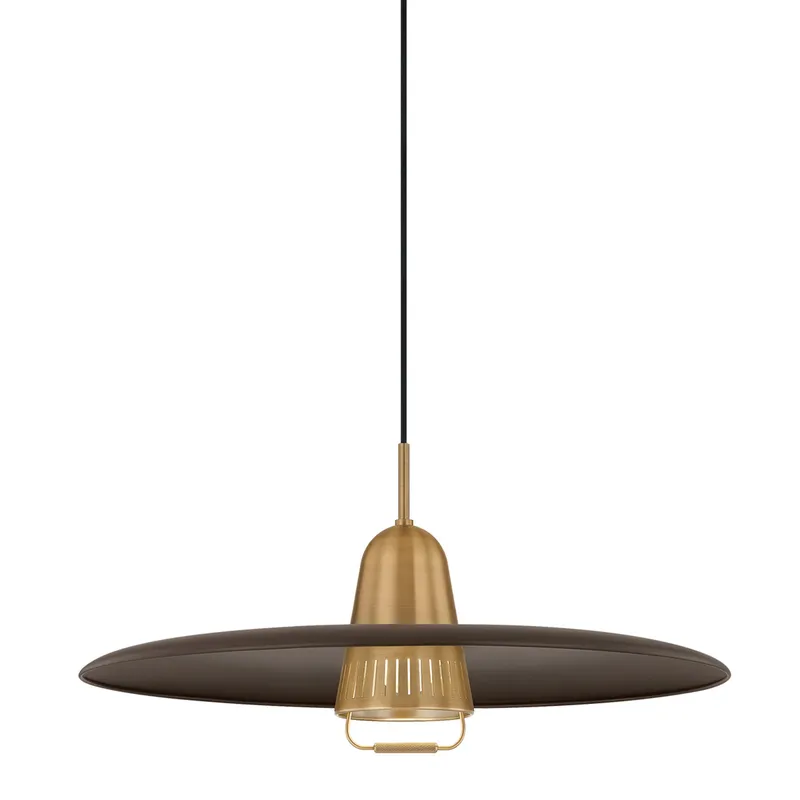 Gilroy 1-Light Pendant in Patina Brass 24.75W x 11.75H — Foundry Lighting LED Pendant Lights 75.0W 