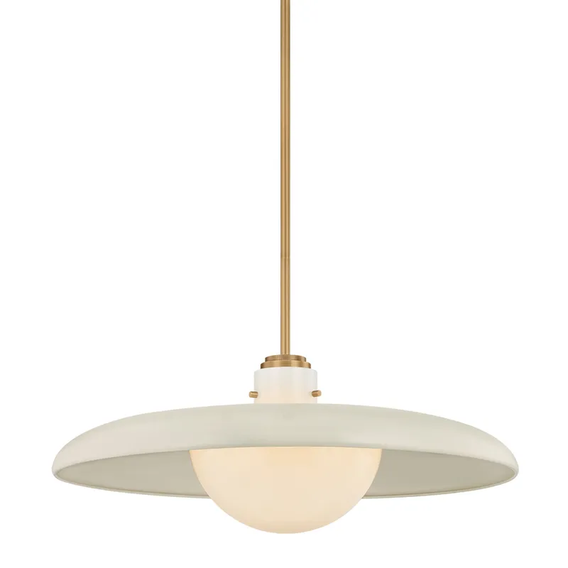 Gustavo 1-Light Pendant in Patina Brass 28W x 10.75H — Foundry Lighting LED Pendant Lights 28.0W 