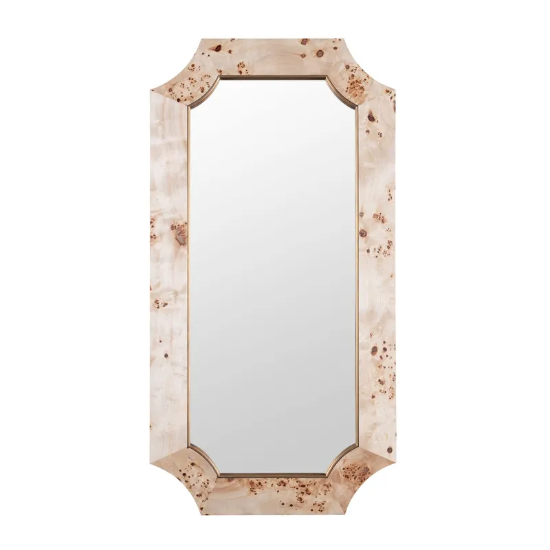 Farra 28x54 Wall Mirror - Poplar Burl/Weathered Brass — Varaluz Lighting LED Wall Lights  